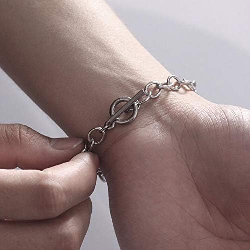 LANBEIDE 10Pcs Chain Bracelets Stainless Steel Bracelet Link Chains with Toggle Clasp Bracelet Jewelry Making for Women Girls Birthday Christmas Gift