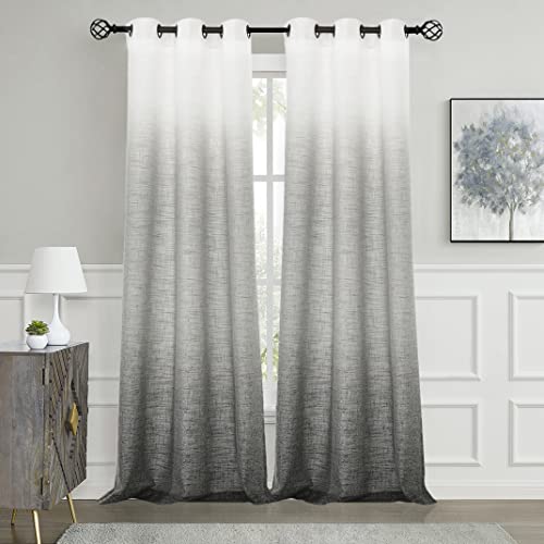 Central Park Ombre Window Curtain Panel Linen Gradient Print on