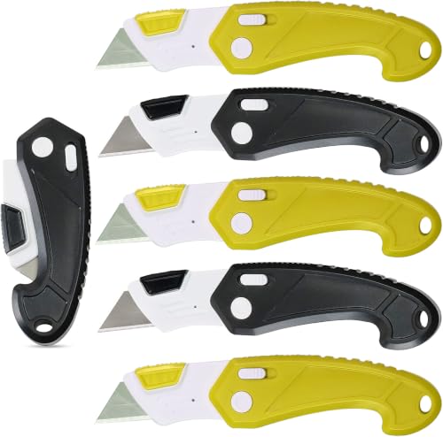 Image of Lightweight Strong ABS Plastic Folding Utility Box Cutter (Bright Yellow /Black, 6)