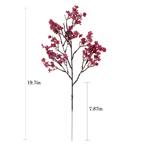JAKY-Global Babys Breath Gypsophila Artificial Flowers 6 Bundle European Fake Silk Plants Decor Wedding Party Decoration Bouquets Real Touch DIY Home Garden (Dark Red) - Image 4