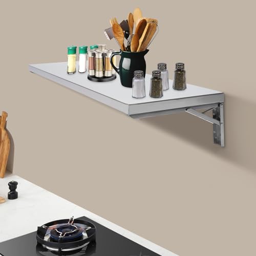 HOLMZCED Concession Shelf, Stainless Steel Folding Wall Shelf Drop Down Serving Food Shelf Wall Mounted Floating Shelving for Kitchens Food Carts Bar Bathrooms