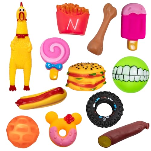 Kit de Brinquedos Pet de Borracha com Apito - Mordedores Grandes (24 Unid)