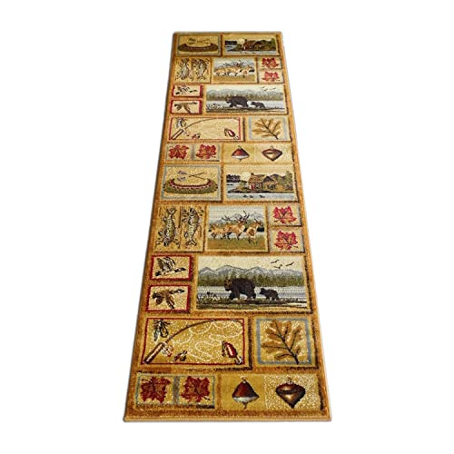 Masada Rugs Nature Area Rug Runner Wildlife And Cabin Scene (2 Feet 2 Inch X 7 Feet 2 Inch) #TOP2