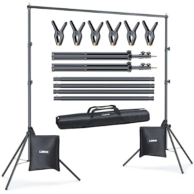 LINCO Lincostore Backdrop Stand for Parties Kit 10x7 ft Adjustable Back Drop Photography Studio Photo Background Support System with Clamps, Sand Bag, Carrying Bag 4172 4174 (10x7 ft)