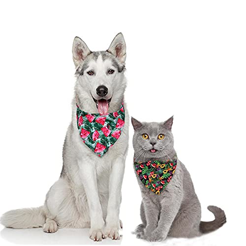 Petunny Dog Bandanas,6Pcs Pet Bandanas Bulk Large Dog Triangle Bibs Summer Hawaiian Style Dog Scarf Rainforest Fruit Flamingo Pattern Medium Large Pet Triangle Scarf (Adjustable,Random Color) #TOP2