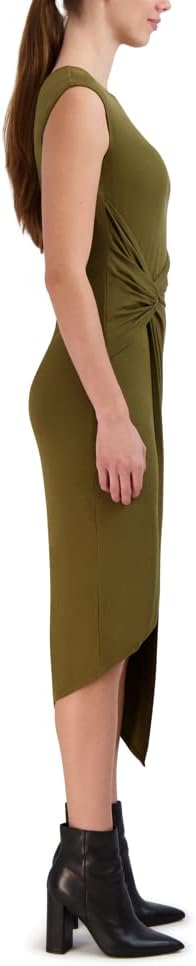 Laundry by Shelli Segal Women's Midi Dress Cap Sleeve Asymmetrical Knot Front Dresses - Image 2