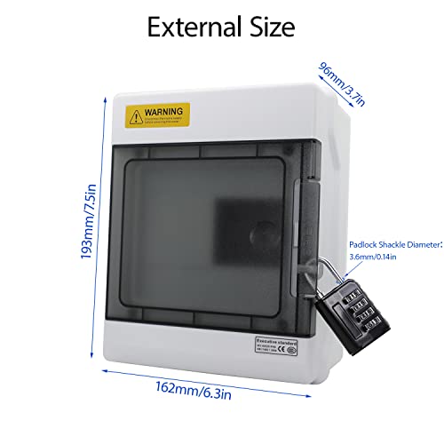 Lemotech 6 Way Circuit Breaker Box Ip66 Pc/Abs Alloy Plastic Transparent Cover Power Distribution Box With Bus Bars,Din Rail And Padlock (6 Way） #TOP3