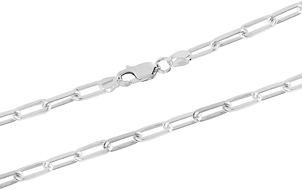 LeCalla 925 Sterling Silver Italian Jewelry Trendy Gift 3 MM, 3.5 MM, 4.5 MM Diamond-Cut PaperClip Link Chain Necklace for Women with Lobster Clasp (16, 18, 20, 24 Inches) - Image 2