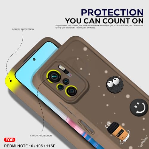 Image of AESTMO Back Case Cover for Redmi Note 10 / 10S Cover | Cute Fun Cartoon 3D Ball | Coffee Silicone Case | Full Body Protection | Camera Protection Back Cover for Redmi Note 10 / 10S (Brown)