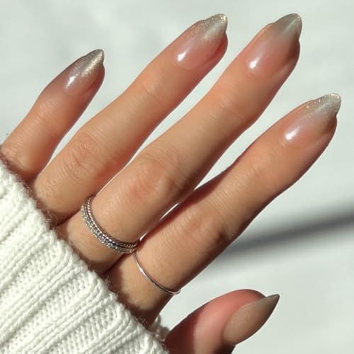 Glamnetic Press On Nails, Short Almond Velvet, Fake Nails 30pc Nail Kit