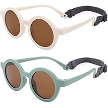 COASION Baby Polarized Round Sunglasses Flexible Rubber Shades with Strap for Toddler Newborn Infant Ages 0-24 Months