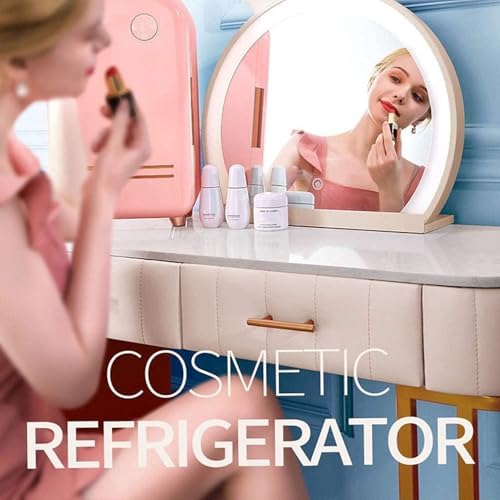 Portable Mini Skincare Fridge, Lightweight Makeup & Beauty Refrigerator, Compact Cooling Solution for Bedroom, Office & Travel - Ideal for Skincare Lovers (Beige)