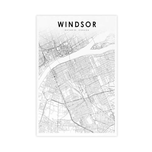 Carte de l'Ontario Windsor affiche sur toile anti-reflet 60x90