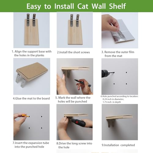 Pacote com 3 prateleiras de parede grandes para gatos, degraus de parede para gatos, prateleiras par