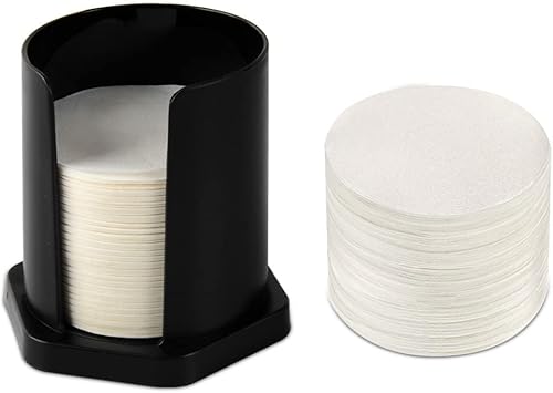 CAFEMASY - Soporte de filtro de café para filtro Aeropress, paquete de 2 742 filtros de papel de repuesto con soporte de filtros negro, compatible