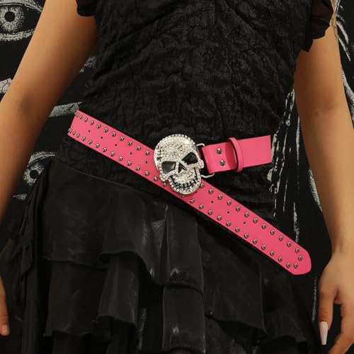 Punk Skull Buckle Belt for Pants Rhinestones Bukle Belt for Jeans Street Dance Belt Women Men Unisex Waist Accessories4