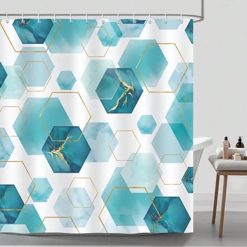 Rideau de douche hexagonal grand format 168 x 183 cm isolant - 2