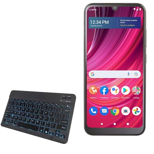 BoxWave Keyboard Compatible with BLU View 4 - SlimKeys Bluetooth Keyboard - with Backlight, Portable Slim LED 7 Colors - Jet Black