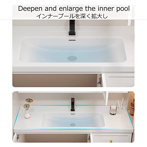 Mobile da bagno sospeso con lavabo e specchio, design salvaspazio per bagno compatto