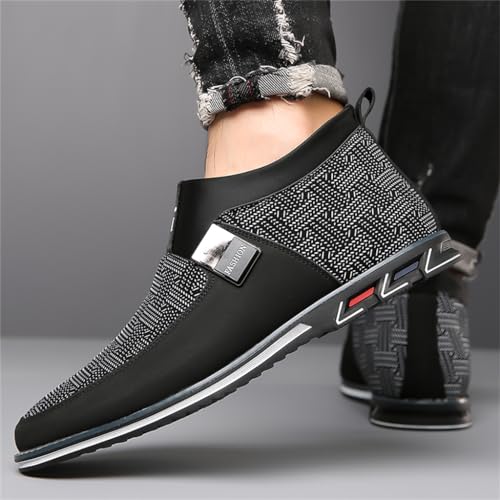 Veslexth Men Mid Top Shoes Casual Slip On Loafers Durable Fashion Boots Male Dress Sneakers4