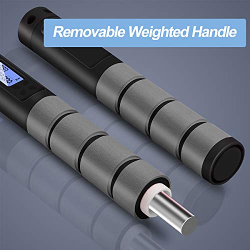 KOVEBBLE 縄跳び 大人用 重量付き縄跳び デジタルカウント縄跳び コードレス エクササイズ用 エクササイズコードレス ボール フィットネス トレーニング 自宅 アウトドア メンズ レディース キッズ (B―ブラック) 4枚目