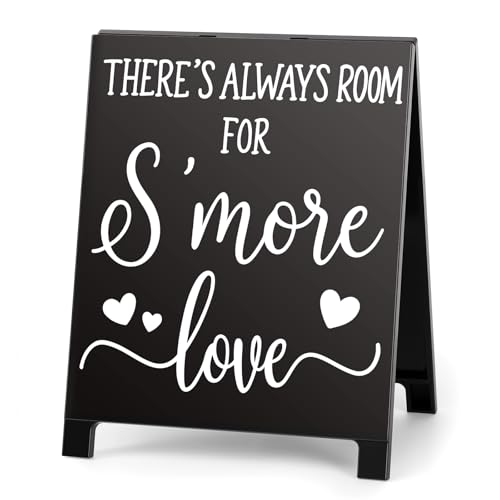 Happy National S'mores Day Funny Camper Decor Camping Decor Sign Camper Desk Sign for Home Farmhouse Summer Decorations Gifts for RVers Friends There's Always Room For S'more Love White Elephant Gifts