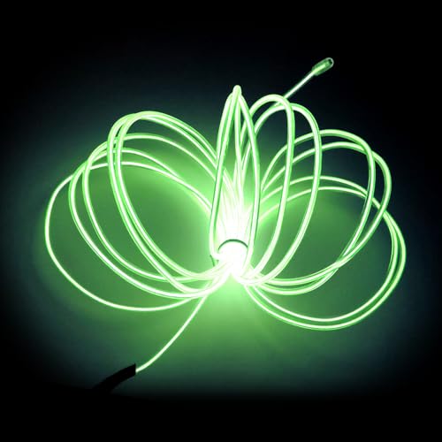 Image of MaxLax EL Wire Lime Green, 9.8ft /3m Portable Battery Pack Neon Light Strip 360 Cuttable Glowing Rope Lights for Parties, Halloween, DIY Decoration