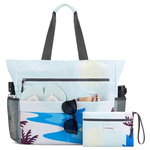 Image of G4Free Beach Bag, Waterproof Sandproof Beach Tote Bag, Large Capacity Foldable for Women