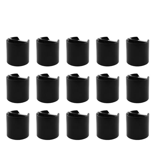 JCBIZ 15PCS Black Durable Replacement Caps Disc Top Caps for Plastic Bottles Empty Bottles Squeeze Bottles