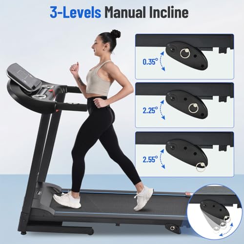 Image of Walking Treadmill, Electric Foldable Quiet Treadmill for Home Office Small Space Portable Walking Treadmill with Long Handrail and Shock Absorption & LED Display for Home