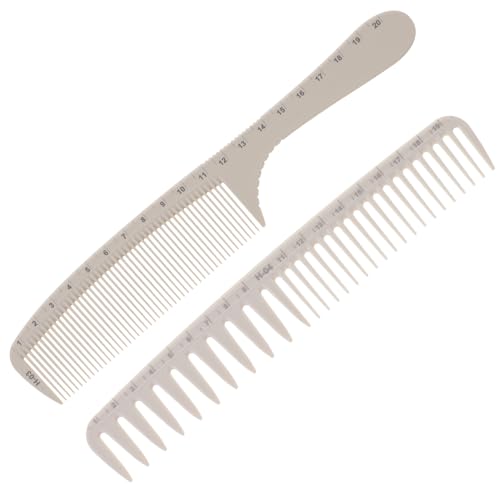 Gogogmee 2 piezas Peines de Peluquería con Escala Herramientas Profesionales para Cortar Cabello con Dientes Finos y Anchos Peines Multiusos para Cortes Detallados Salones y Uso Doméstico