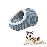 Zentric Cozy Hideaway Pet Bed - Dog Slipper Bed with Cover Cave, Warm & Comfortable (Blue, Large)