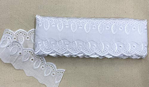 Amornphan 15 Yards 2 Inch Wide White Cotton Eyelet Lace Trim Ribbon Floral Embroidered Fabric Sewing Craft Dress Tablecloth Blankets Pillow Diy Decorations #TOP2
