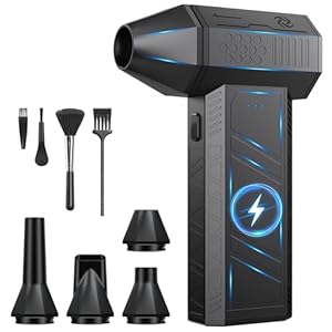 Plumero de aire comprimido – 110000 rpm potente plumero de aire eléctrico, soplador de aire inalámbrico ajustable de 3 engranajes, limpiador de polvo recargable para teclado, computadora, hogar