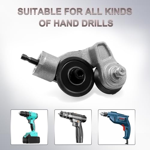 Image of Metal Nibbler Drill Attachment - Electric Drill Shears Attachment Cutter Nibbler, Sheet Metal Cutter Tool Adapter, Specifically Designed for Cutting Flat Metal Sheets of 21 Gauge and Below