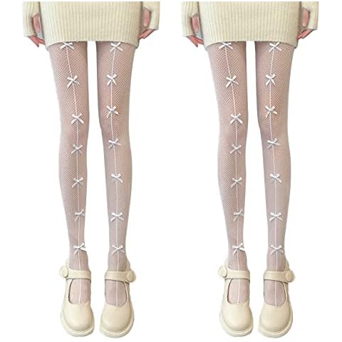 SERAPHY 2 Pairs Women's Patterned Tights Fishnet Stockings Sexy Pantyhose Lace for Women, Control Top Pantyhose, Hight Waist Tights Mesh Stockings Cover