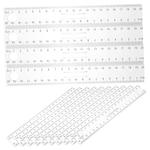 KAILIKETIY 20個 透明プラスチック直尺 拡大鏡付き測定ルーラー 学校 オフィス向け軽量描画ツール 正確なスケール付き