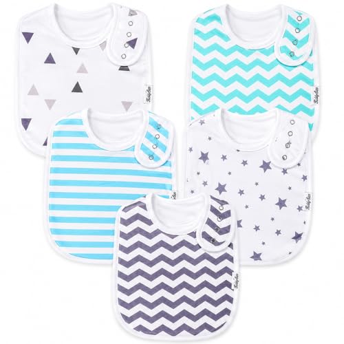 Image of KiddyStar Organic Cotton Baby Drool Bibs | Soft, Adjustable, Absorbent, Unisex Teething Bandana Bibs for Babies