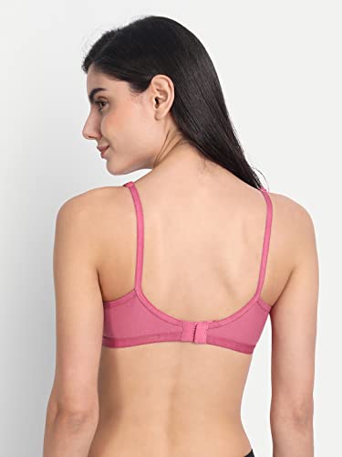 Image of Women's Full Coverage Cotton Blend Bra | Wired Free Lightly Padded Everyday Wear Bras | Soft Breathable Comfortable T-Shirt Bra | Adjustable Straps Lightweight Daily Inner wear for Women Pack of 2