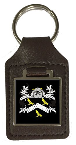 Porte-clé en cuir marron Jarvis Heraldry gravé, le cadeau idéal et élégant pour homme