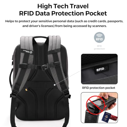 Image of Swissdigital Design Travel Backpack 43l with USB Charging Port Laptop Backpack,TSA Friendly Flight Approved Carry-on Luggage Hand,Business Rucksack Fits 17 Inch Laptop Grey | SD1748-02
