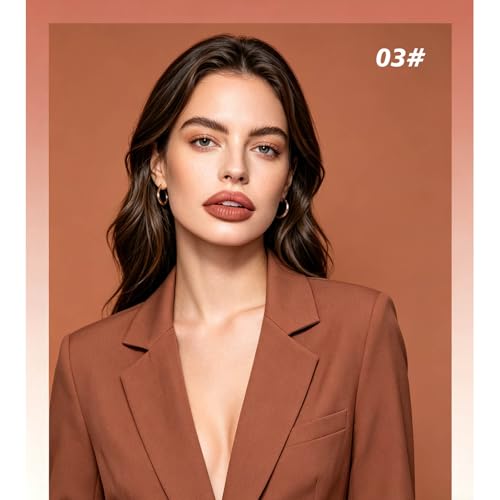 Image of Matte Lip Liner Lip Stick Lip Oil Set, Lip Makeup Set Natural Smooth Long-Lasting And Hydrating Beauty Daily Cosmetics Gift for Girls Easy-to-Use(#03)