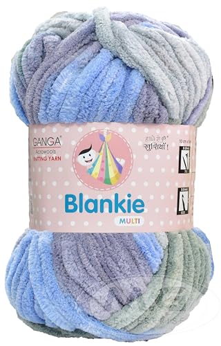 M.G ENTERPRISE Knitting Yarn Thick Chunky Wool, Blankie Airforce 100 GMS Best Used with Knitting Needles-JM Art-AAEI, Multicolor