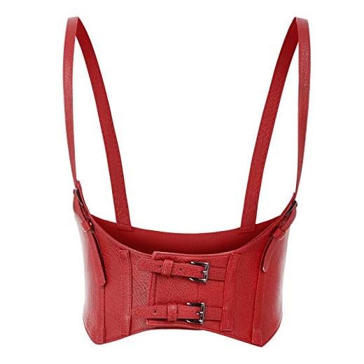 KANCY KOLE Fashion Corset Womens Faux Leather Steampunk Corsets Victorian Bustier Top(M,Red)