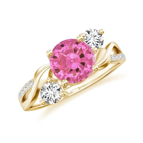 Three Stone Moissanite Engagement Rings for Women 925 Sterling Silver Twisted Solitaire Gemstone Ring Gold Plated Infinity Wedding Anniversary Ring