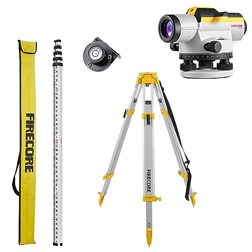Firecore Self Leveling Optical Level Kit with 32x Magnification Lens, Tripod and Grade Rod