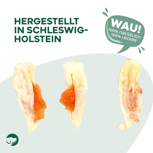 Topdog Kaninchenohren für Hunde 12 x 70g - Ohne Fell - Getrocknete Hasenohren mit Hühnchenfilet - 100% natürlich ohne Zusatzstoffe und fettarm - Idealer Kausnack mit intensivem Geschmack