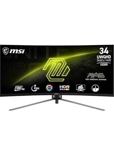 MSI MAG 345CQR 34" UWQHD 180Hz 1000R Curved VA Gaming Monitor - Black