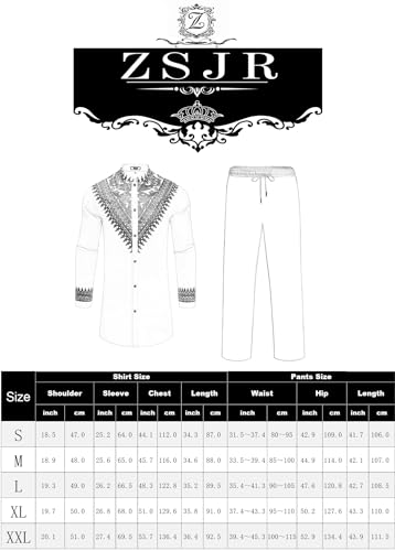 ZSJR Conjunto de 2 peças masculino africano tradicional metálico estampado com estampa de estampa Da