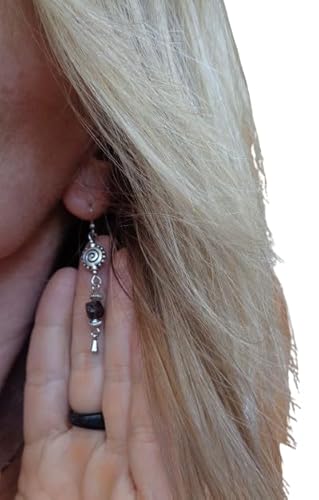 ⊹⊱☆❁ ORECCHINI PIETRA ROSSO VINO - SPIRALE - GOCCIA - ETNICO ❁☆⊰⊹ orecchini unici con pietre naturali in bordeaux